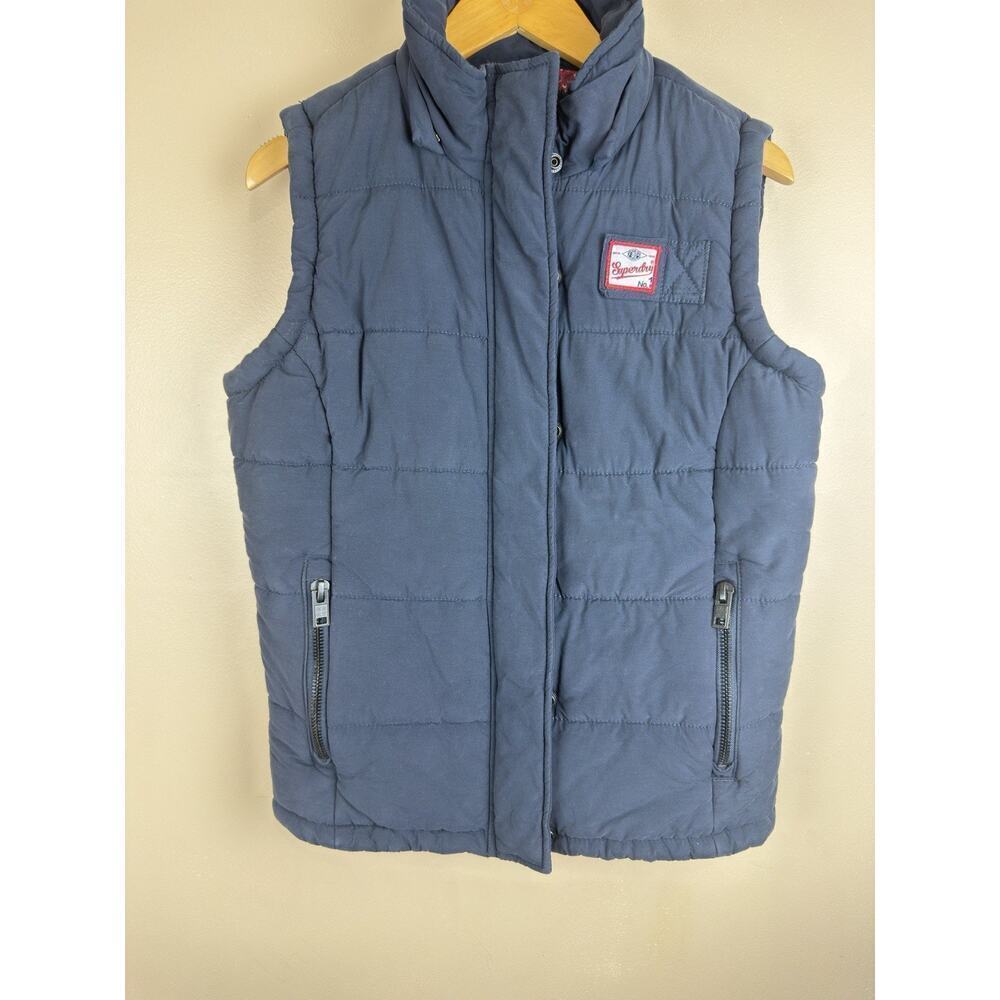 Superdry Blue Padded Gilet Women’s Size S Full Zip Casual Outdoor Vest